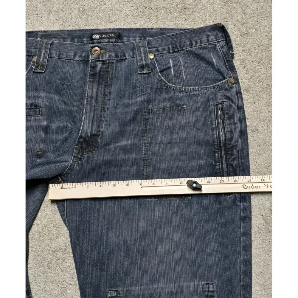 VTG‎ Sean John Baggy Jeans Mens 42x34 8 Pocket Blue Skater Grunge Wide Leg Y2K